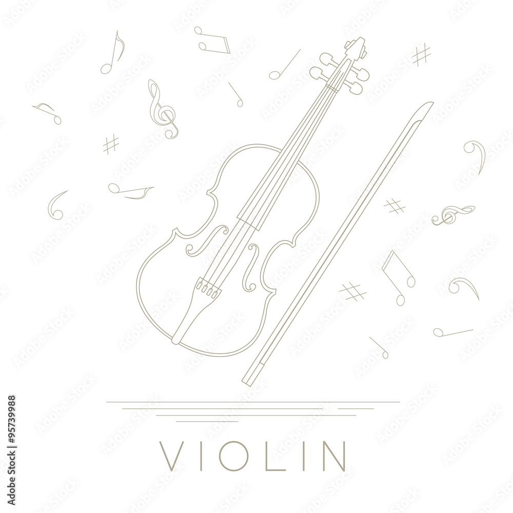 Musical instruments graphic template. Violin.