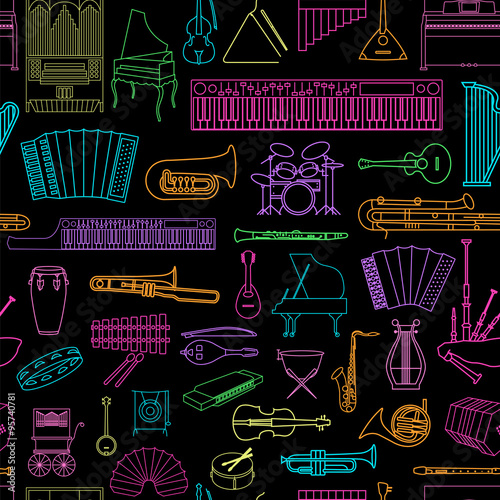 Musical instruments seamless pattern