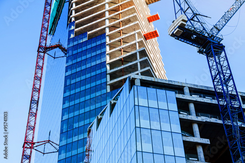 Modern office tower building construction
