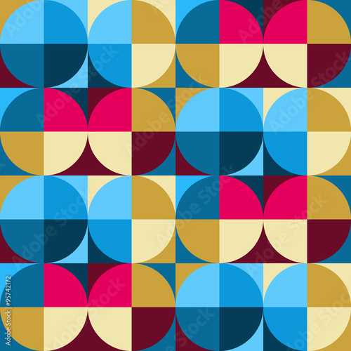 Wallpaper Mural Seamless geometric pattern. Vector colorful circles. Retro look. For printing on fabric, book design, web. Torontodigital.ca