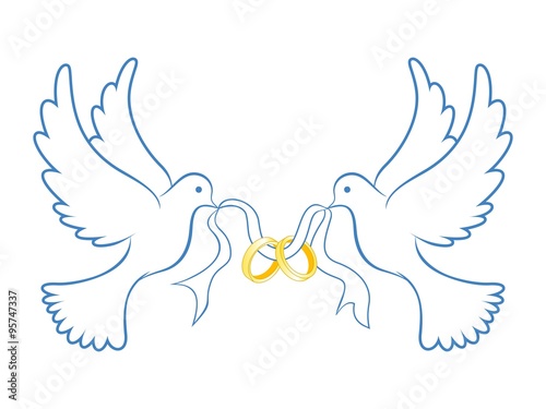 Wedding Dove With Ring Blue Color