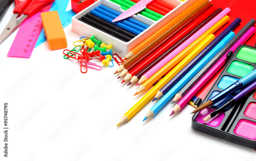 colorful assortment school supplies
