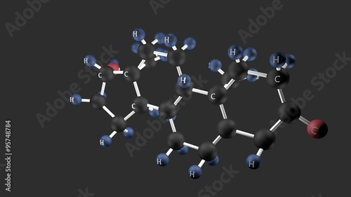 Testosterone molecular structure. Animation of testosterone molecule. 3D male hormone.
 photo
