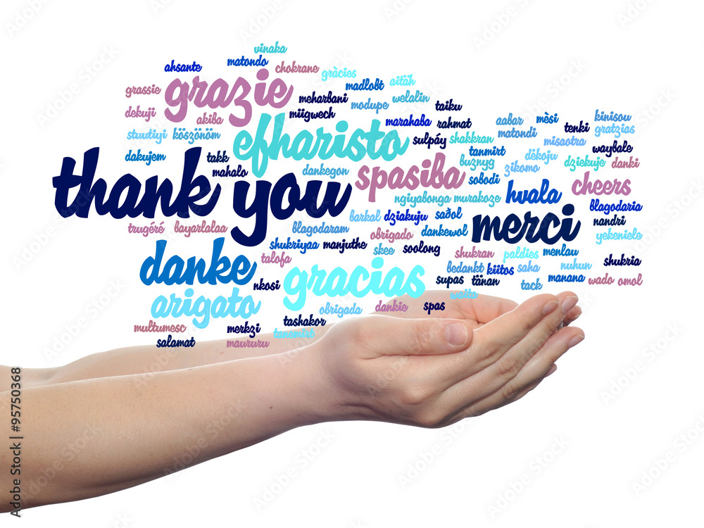 Conceptual thank you word cloud isolated Conceptual thank you word cloud isolated