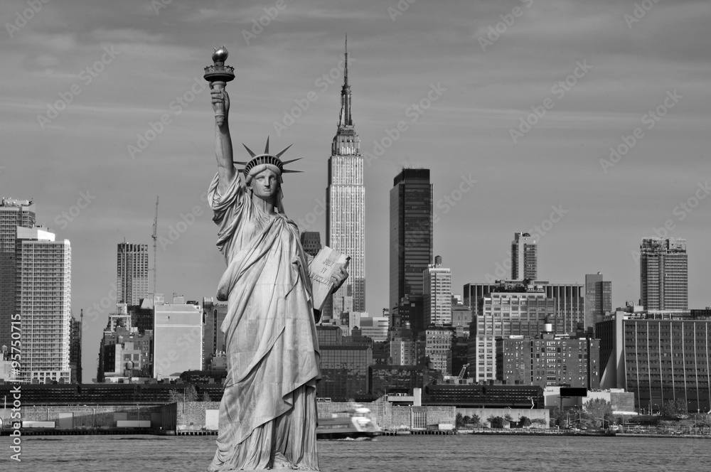 tourism concept new york city with statue liberty - obrazy, fototapety, plakaty 