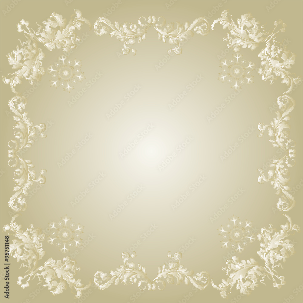Vintage Frame ornaments and snowflakes  vector