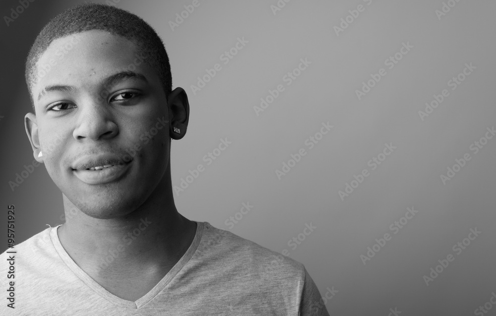 Close up Headshot portrait of a handsome black man