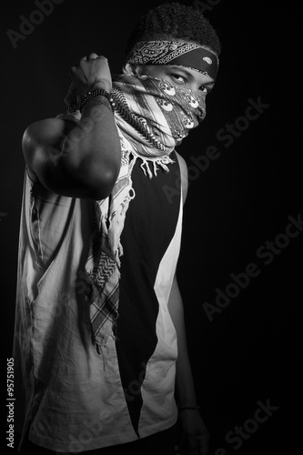 Portrait of hip hop African American dancer isolated background