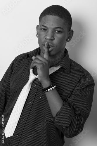 Close up portrait of a handsome young African American