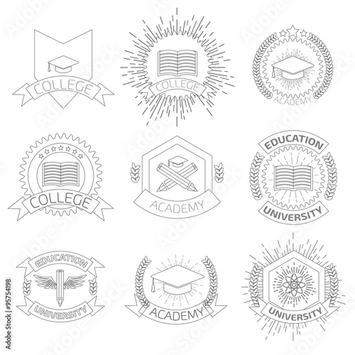 High education logos set.