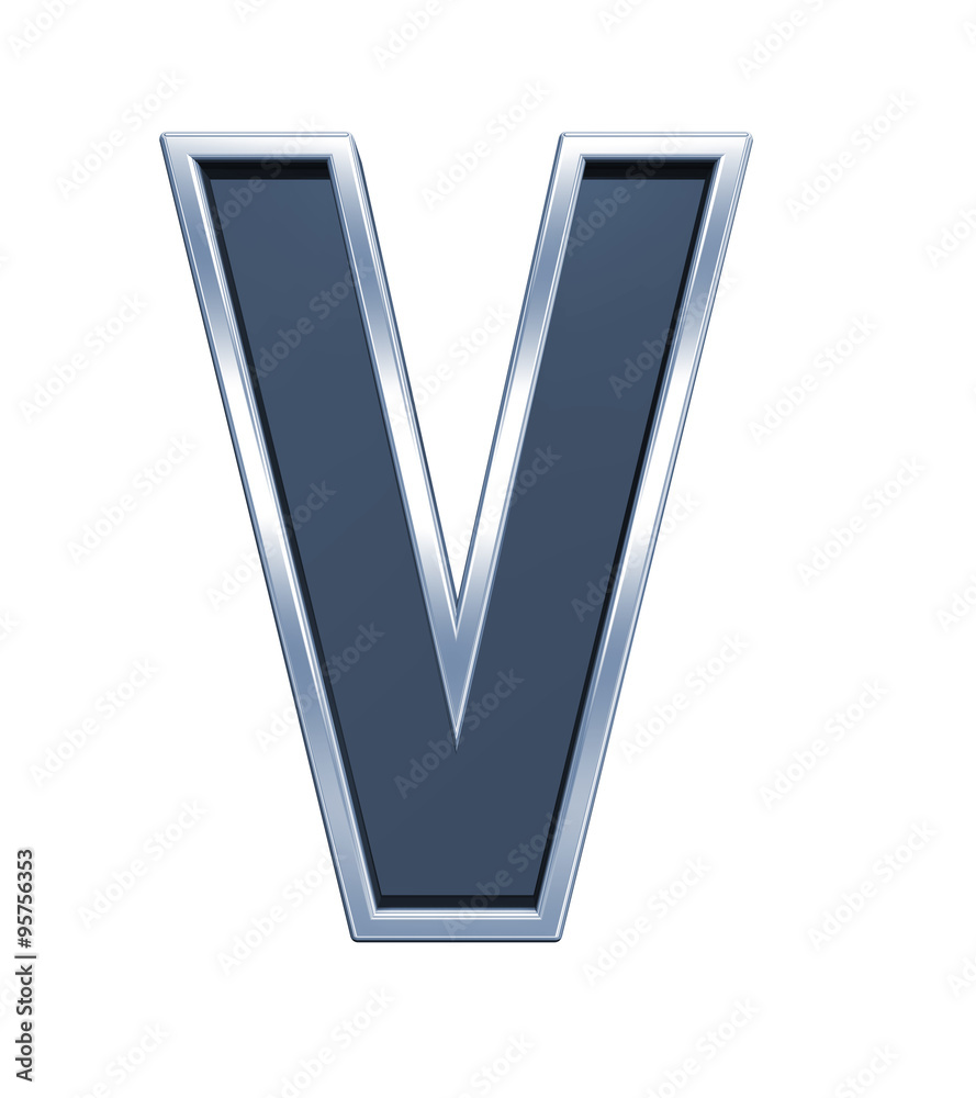 One letter from grey glass with chrome frame alphabet set, isolated on white. Computer generated 3D photo rendering. One letter from grey glass with chrome frame alphabet set, isolated on white. Computer generated 3D photo rendering.