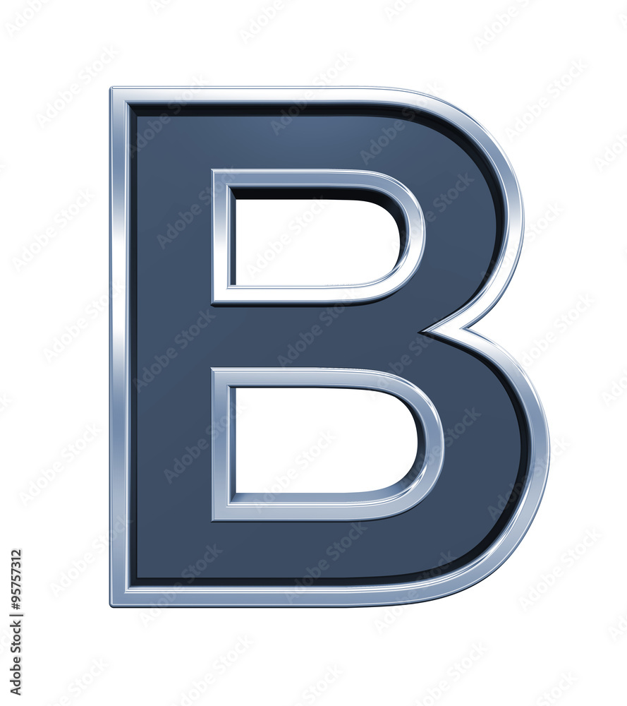 One letter from grey glass with chrome frame alphabet set, isolated on white. Computer generated 3D photo rendering. One letter from grey glass with chrome frame alphabet set, isolated on white. Computer generated 3D photo rendering.