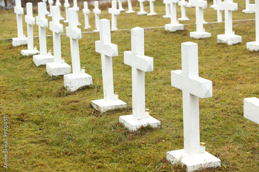 White crosses at the Latvian war cemetery