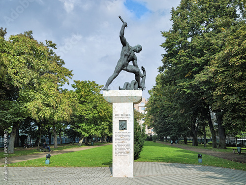 Canvas Print Memorial to Raoul Wallenberg by sculptor Pal Patzay in Budapest, Hungary