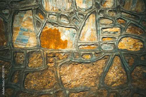 Fragment of stone texture wall or fence for natural material bac