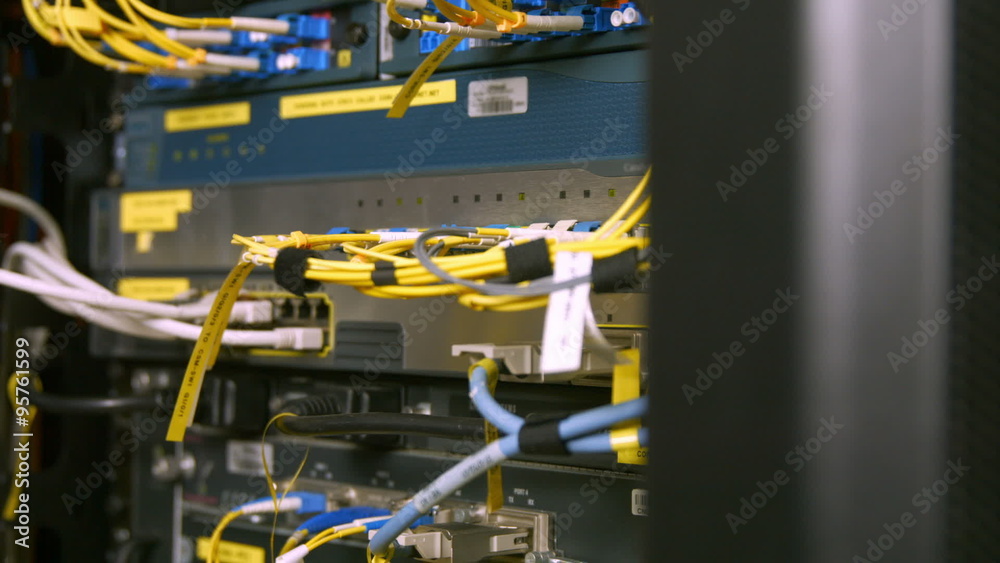 Wires and cables coming out of server Wires and cables coming out of server