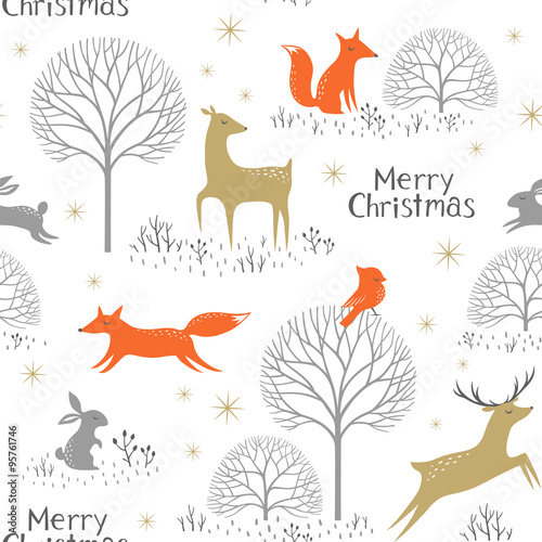 Christmas woodland pattern
