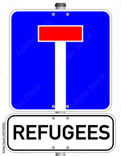 Flüchtlinge Refugees Schild  #151112-04