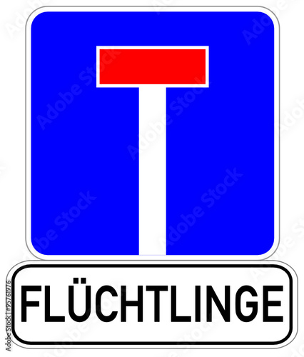 Flüchtlinge Refugees Schild  #151112-10