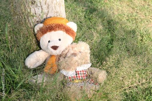 Teddy bears sitting  with love. Concept about love and relationship © sittinan