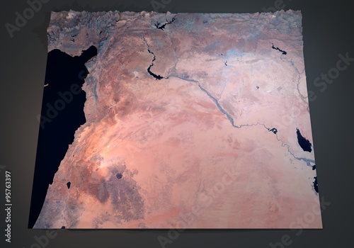 Siria, vista satellitare, mappa, sezione 3d, terreno, medio oriente photo