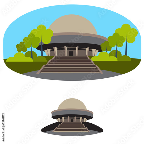 planetarium building. vector format illustration of orrery