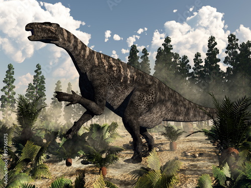 Fototapeta Naklejka Na Ścianę i Meble -  Iguanodon roaring - 3D render