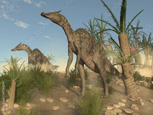 Saurolophus dinosaurs - 3D render © Elenarts