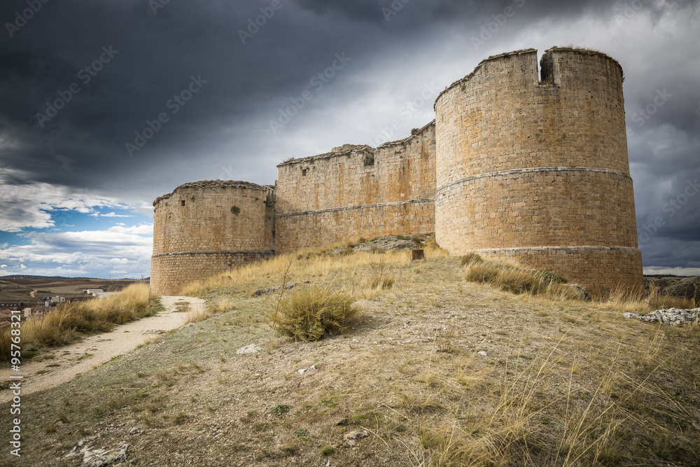 old castle on a cloudy day - Berlanga de Duero, Soria, Spain