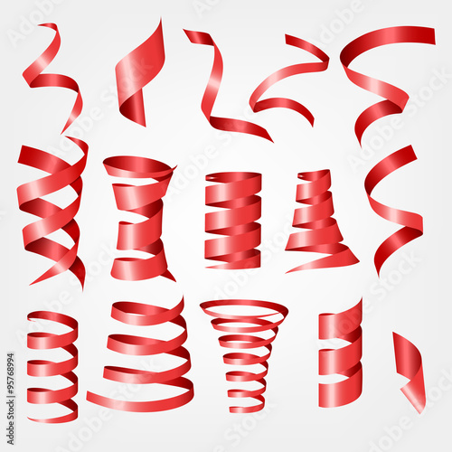 Red shiny ribbon sets