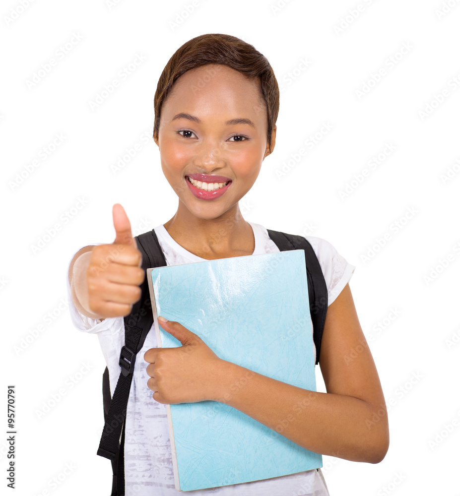 african college girl thumb up