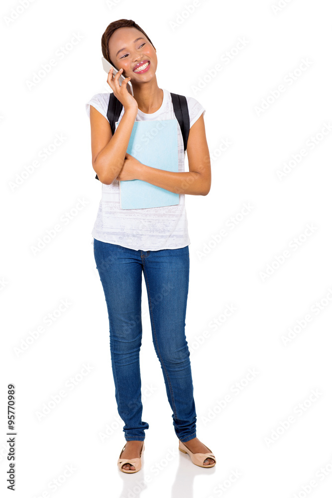 african college girl talking on mobile phone african college girl talking on mobile phone