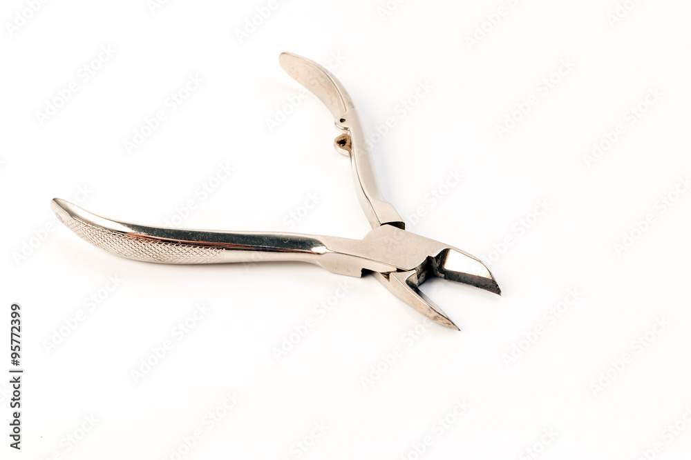 Forceps Tongs for a Manicure Isolated on a white background Forceps Tongs for a Manicure Isolated on a white background