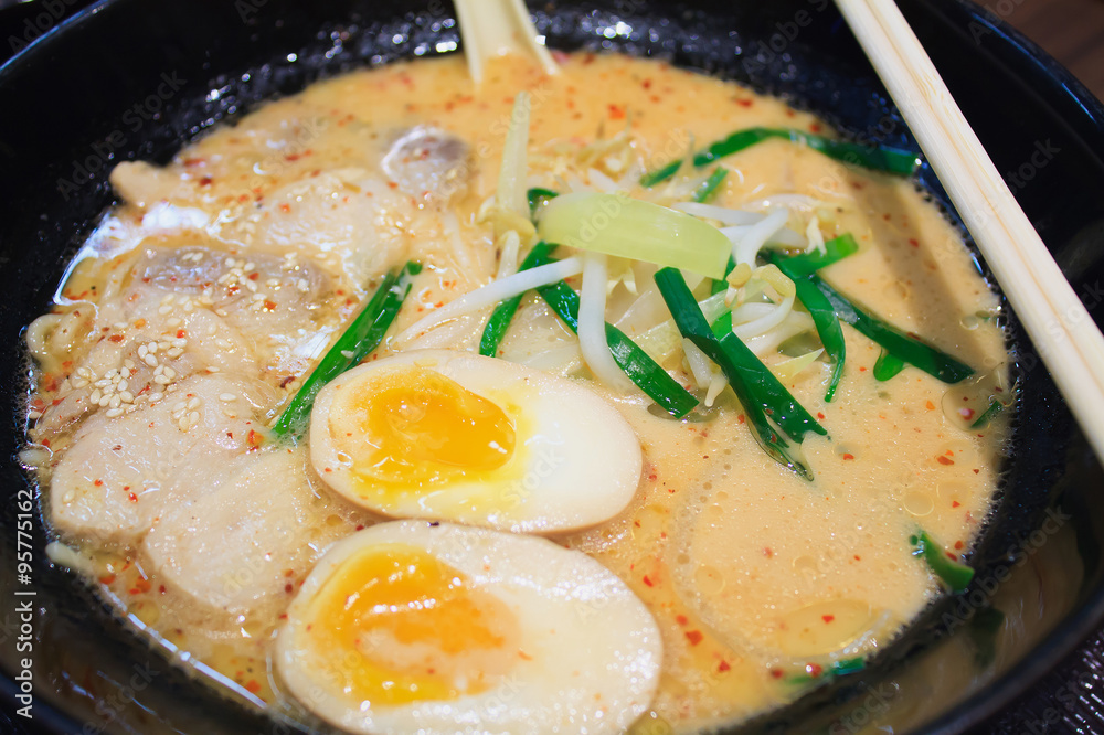 Ramen soup with soft boiled egg