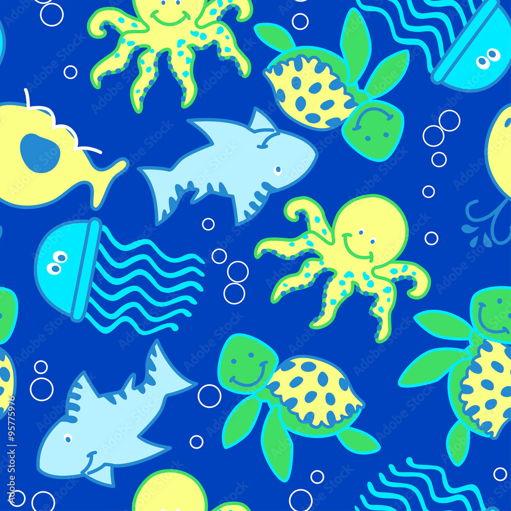 Baby sea creatures in the ocean.