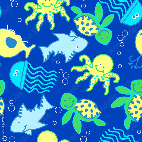 Baby sea creatures in the ocean. © adamfaheydesigns