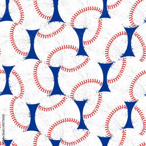 Baseballs with distressed texture seamless pattern