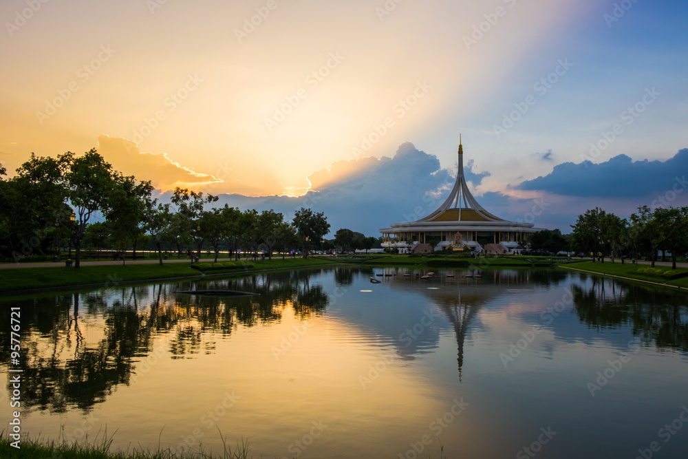 Monument at public park against water, Suan Luang Rama 9, Thaila
