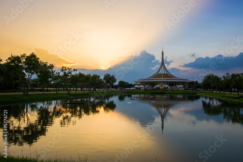 Monument at public park against water, Suan Luang Rama 9, Thaila