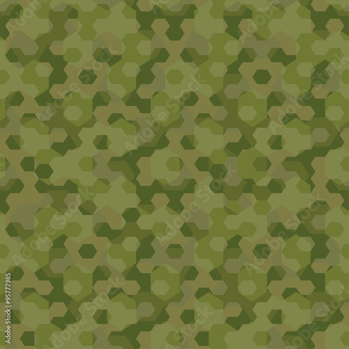 Camouflage geometric hexagon background seamless pattern