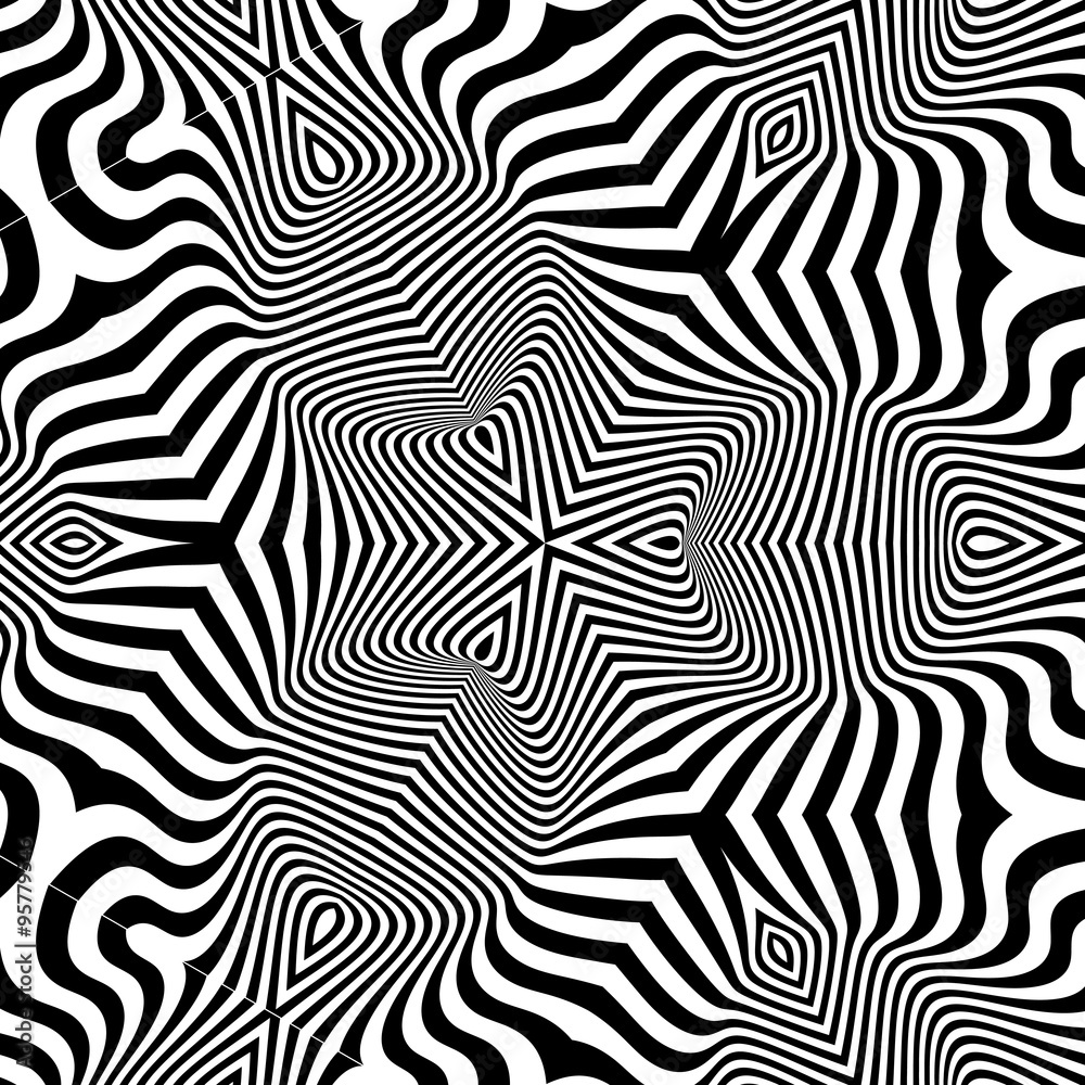 Black and White Background. Pattern With Optical Illusion. Black and White Background. Pattern With Optical Illusion.