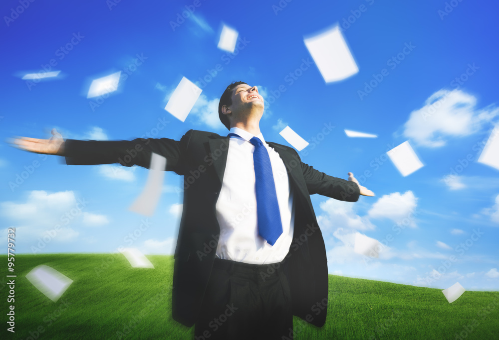 Business Businessman Documents Throwing Happiness Concept Business Businessman Documents Throwing Happiness Concept