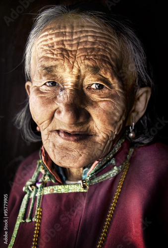 Mongolian Woman Traditional Dress Lifestyle Concept