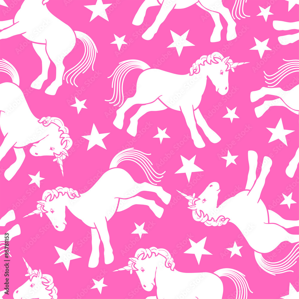Cute unicorn seamless pattern with stars Cute unicorn seamless pattern with stars