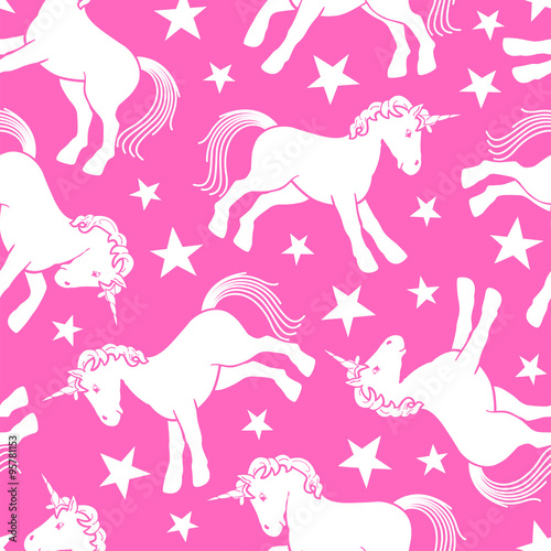 Cute unicorn seamless pattern with stars #95781153