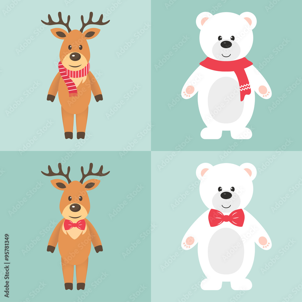winter deer and bear set winter deer and bear set