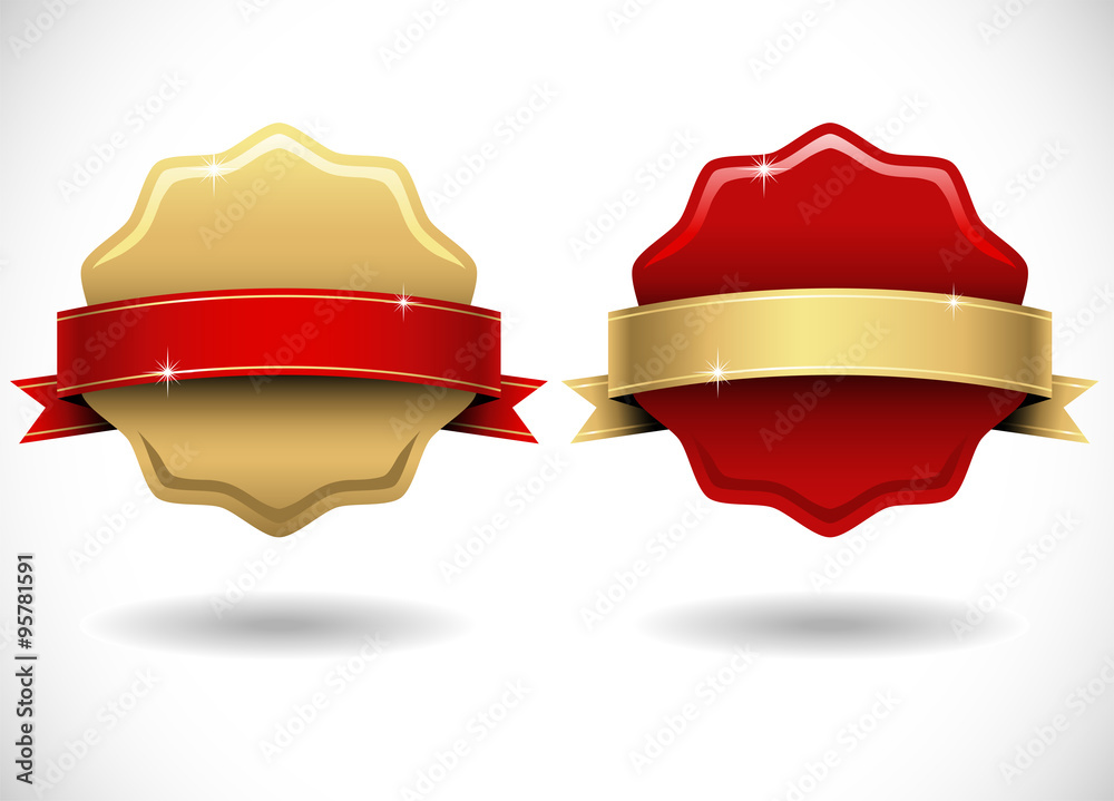 Shiny Gold and Red Wax Seals with Banner Shiny Gold and Red Wax Seals with Banner