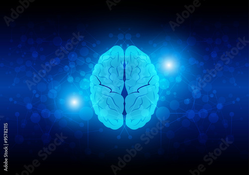 abstract brain technology with network connection. illustration