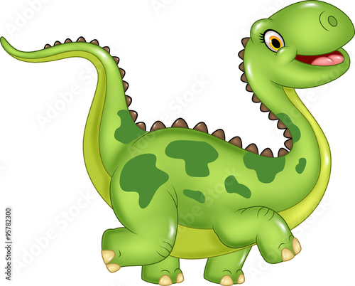 Fototapeta Naklejka Na Ścianę i Meble -  Cartoon funny dinosaur isolated on white background