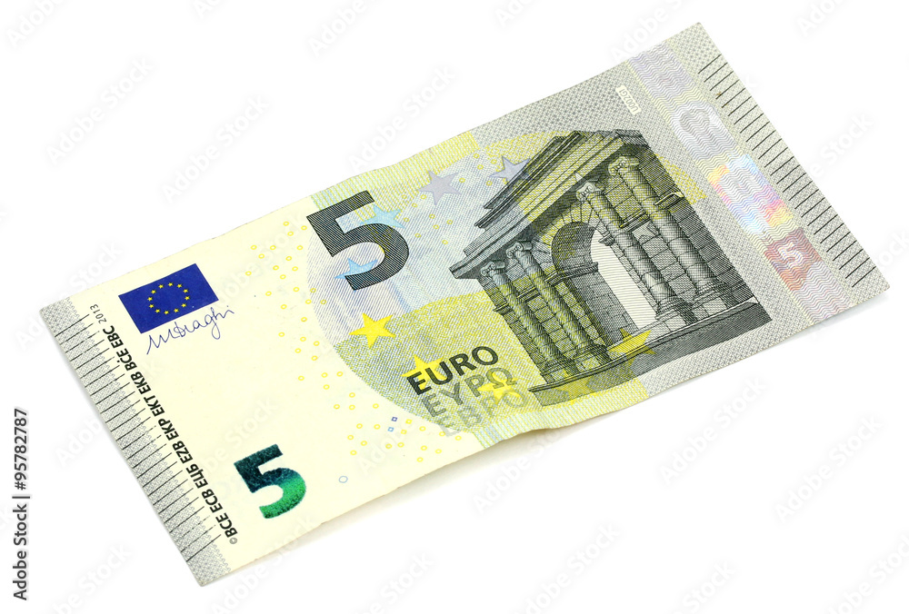 five euro banknote on white background five euro banknote on white background